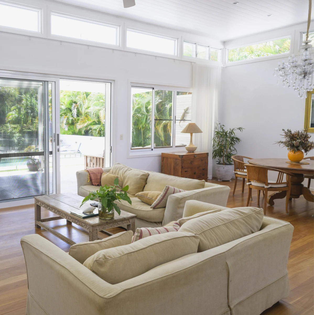 Bright living room with modern furniture.
