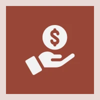 Hand holding dollar coin icon.
