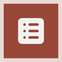 White checklist icon on brown background.